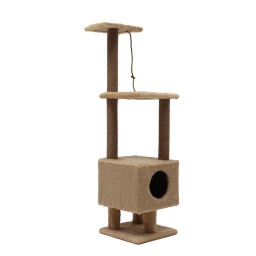 Комплекс для кошек с когтеточкой, с домиком и 2 полками, 37 х 37 х 120 см, бежевый - Simaland фото 10