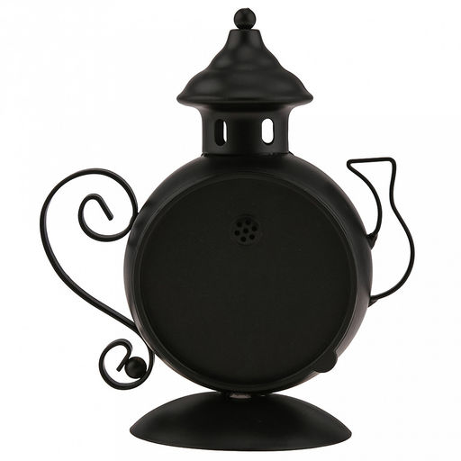 Часы настольные интерьерные "Чайник" 13,5х8х16см, мягкий ход, циферблат с рисунком, бежевый; цифры арабские, черный; выпуклое стекло; элементы металл, корпус пластик, черный матовый; в коробке (Китай)