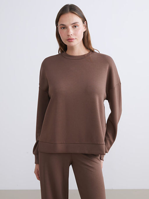 Bisiklet Yaka Oversize Kad?n Sweatshirt