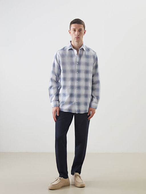 Regular Fit Uzun Kollu Ekose Poplin Erkek G?mlek