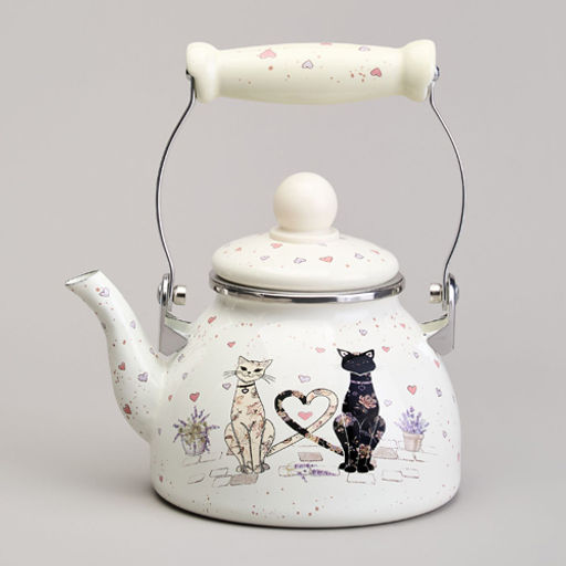 Чайник эмалированный со съемным фильтром из нжс серия "Lavander cats", 1,1 л 943-071