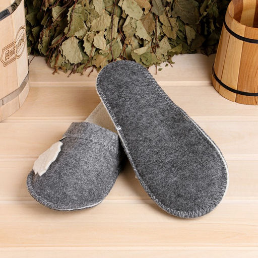 Тапочки для бани Листок серые, войлок - Добропаровъ фото 2