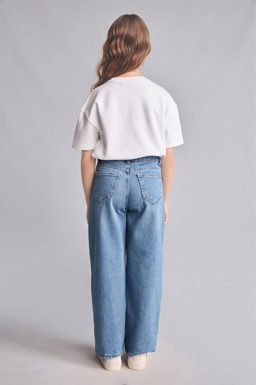 %100 Pamuk Straight Fit Jean Pantolon K_z _ocuk - Defacto фото 5
