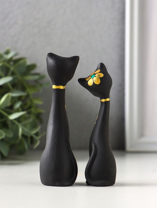 Набор фигурок 2 шт. керамика «Love - коты», 11 см, черный