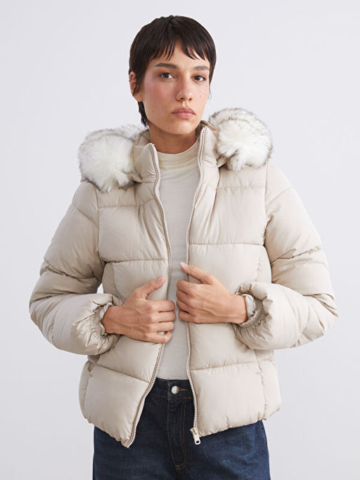 Kad?n Kap??onlu D?z ?i?me Mont