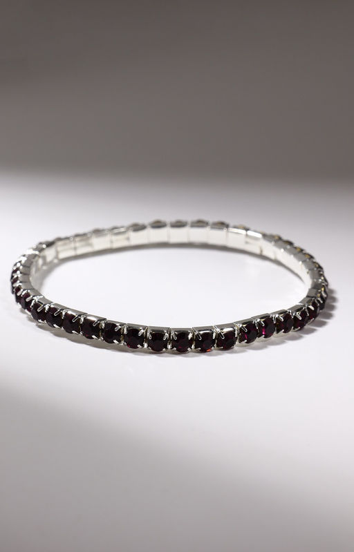 Браслет со стразами «Лёд» 1 ряд, цвет тёмно-фиолетовый в серебре, L=7 см