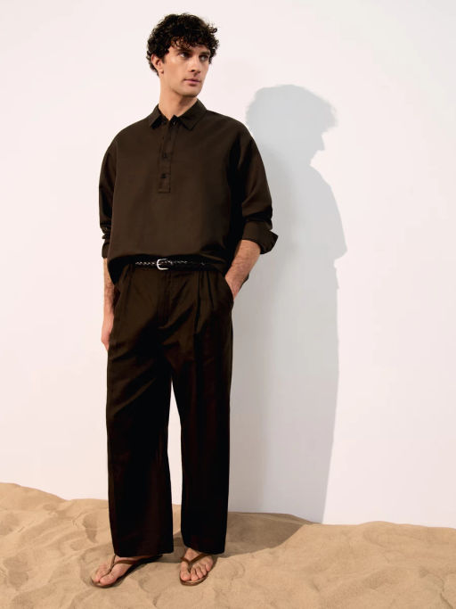 Брюки широкие из смесового льна ZR2605042114-27 / Zarina