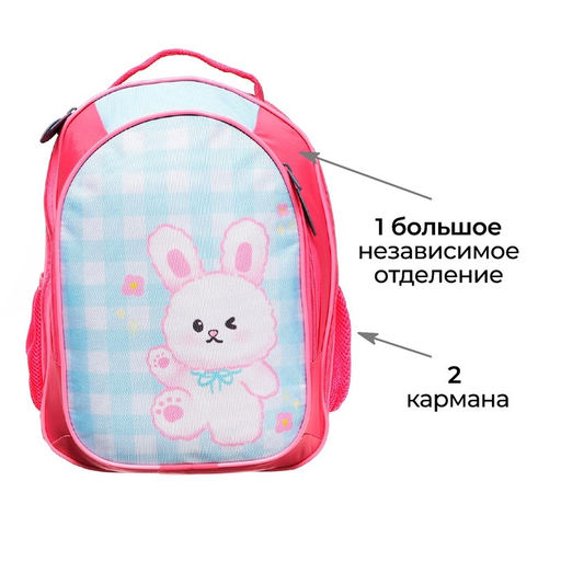 Рюкзак школьный, эргономичная спинка, 37×27×16 см «Зайка»