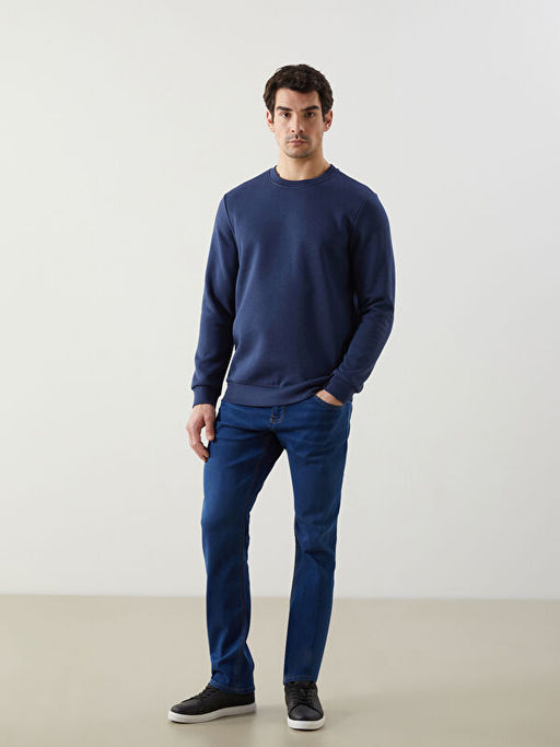 Bisiklet Yaka Erkek Kal?n Sweatshirt