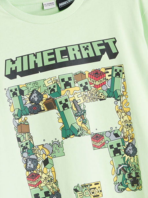 Bisiklet Yaka Minecraft Bask?l? Erkek ?ocuk Ti??rt