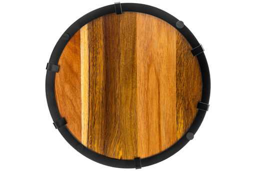 Поднос 28*28*6,5 с металлическими ручками, круглый, акация