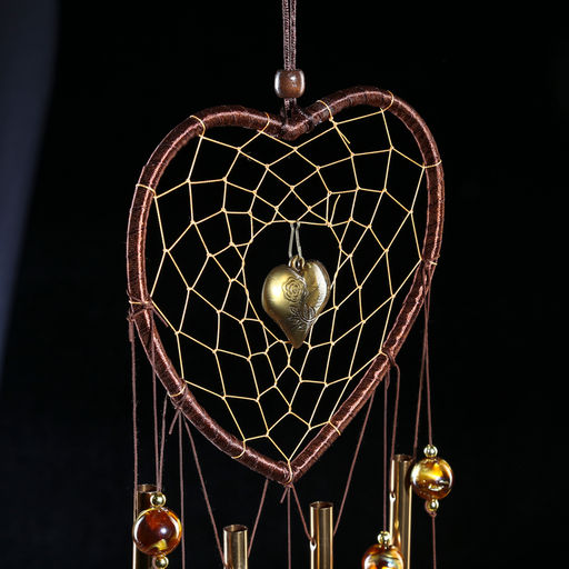 Музыка ветра Сердце с сердечками, металл, 4 трубки, 5 колокольчиков, d=17 см, длина 65 см