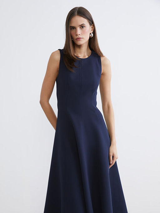 Bisiklet Yaka Peplum Elbise