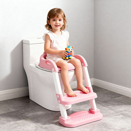 Детская накладка на унитаз со ступенькой (розовый)