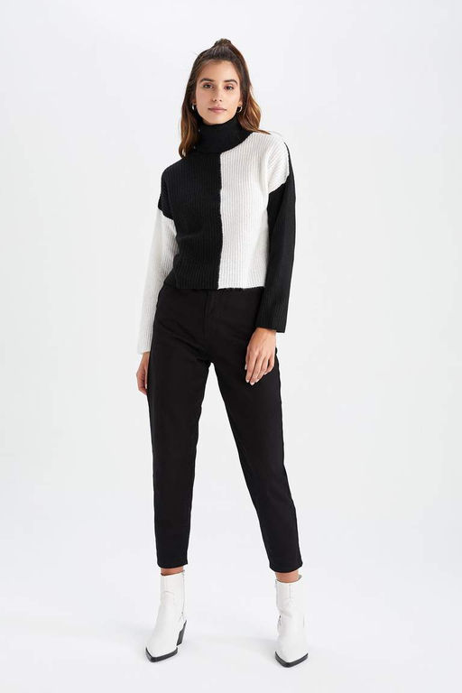 Свитер из ткани Selanik с полуводолазкой свободного кроя - Defacto фото 6