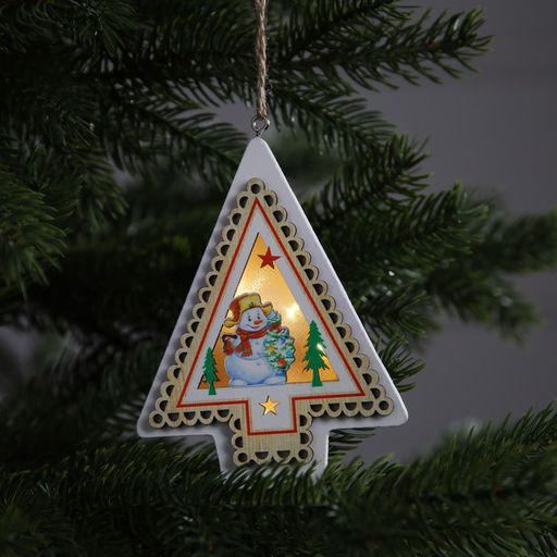 Ёлочная игрушка Снеговик, 11х2.5x9.5 см, 1 LED, от батареек, свечение тёплое белое