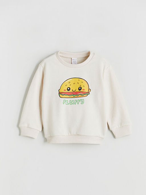 Bisiklet Yaka Bask?l? Erkek ?ocuk Sweatshirt 2li