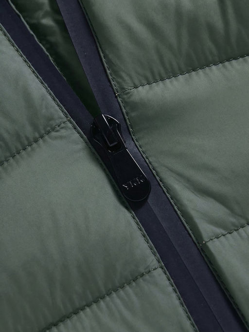 Куртка женская гибридная стёганая с капюшоном с графеновой подкладкой цвета хаки 9630_1Kh