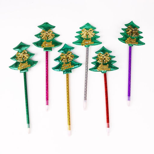 Цена за 12 шт. Ручка-прикол Calligrata Ёлочка, с колокольчиками, синий стержень, шариковая