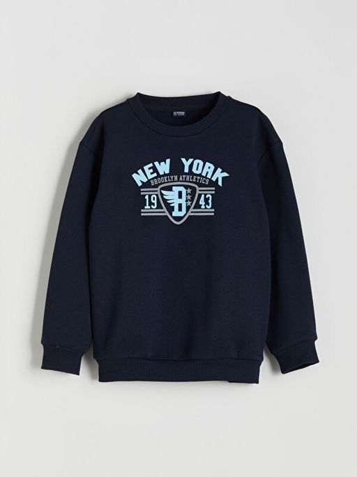 Bisiklet Yaka New York Bask?l? Erkek ?ocuk Sweatshirt