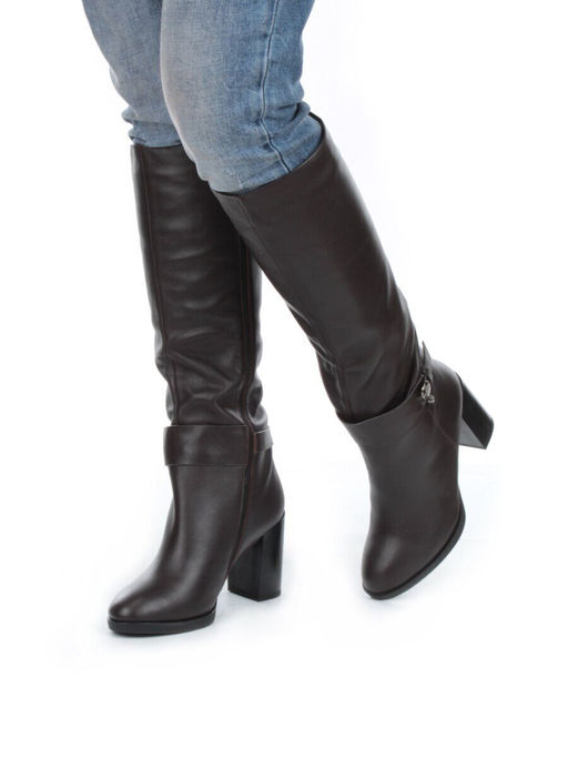 02-DL17-56 BROWN Сапоги зимние женские (натуральная кожа, натуральный мех) - Фабричный китай фото 4