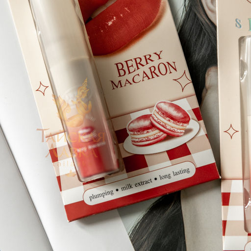 Тинт для Губ и Щек Глянцевый Sweet Cafe (04 Berry Macaron, Гранатовый) BABY BRIGHT, 2.8 гр  фото 4