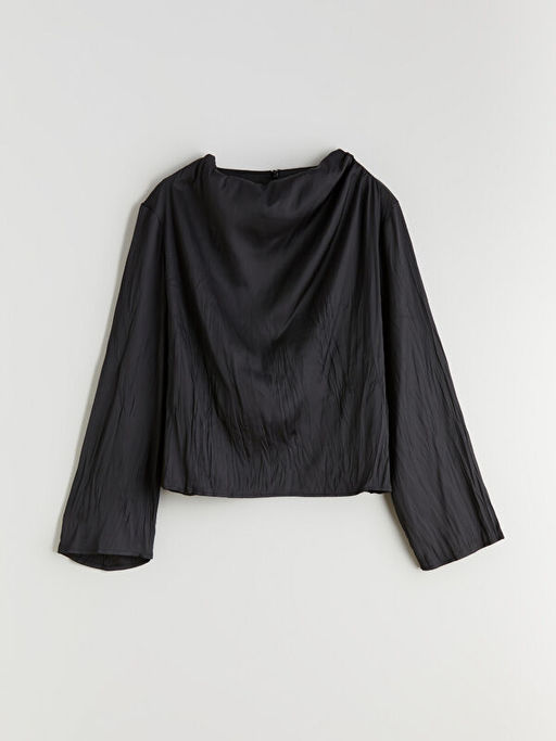 D?k?ml? Yaka Saten Bluz