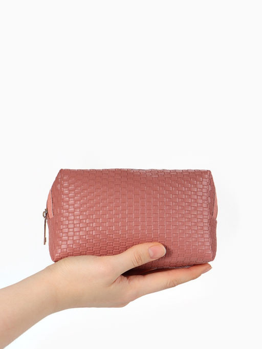 Косметичка универсальная, искусственная кожа, на молнии, тёмно-розовая