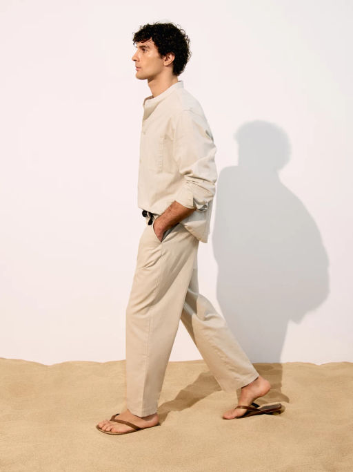 Рубашка с воротником-стойкой из льна ZR2605043011-61 / Zarina