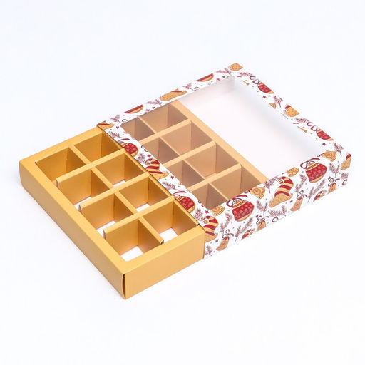 Коробка под 16 конфет «Новогодняя», 17.5×17.5×3.5 см