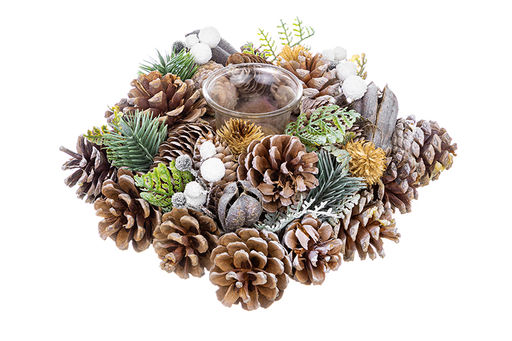 Новогоднее украшение подсвечник 22*22*8 см Снежный лес на 1 свечу, круг - Elan gallery фото 5