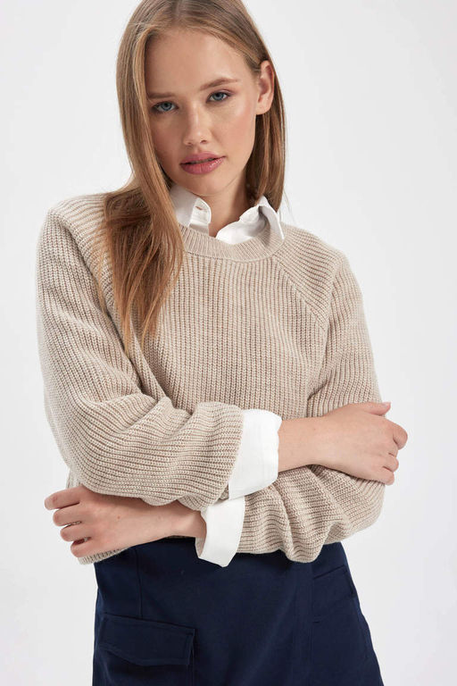 Крутой свитер стандартной посадки с круглым вырезом - Defacto фото 5