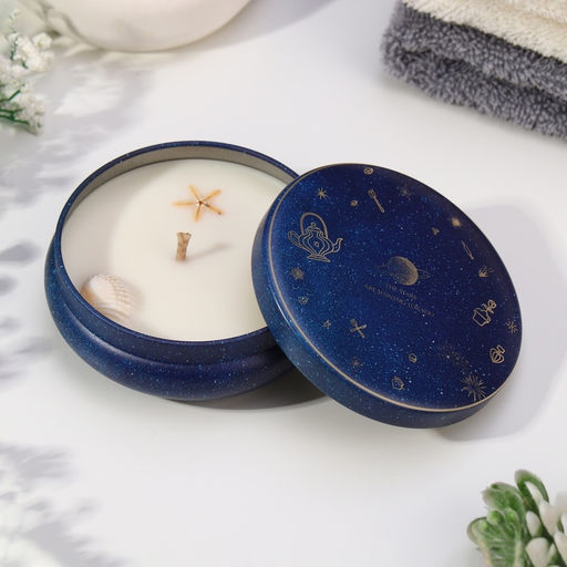 Ароматическая свеча в банке «Морской бриз», из соевого воска с сухоцветом, 3×8.5 см, 110 г