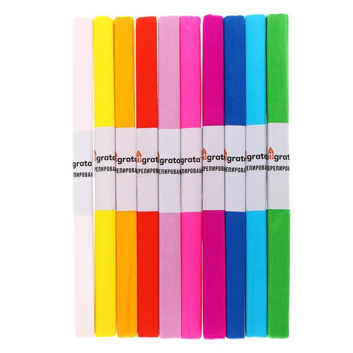 Набор бумаги крепированной «Неон», рулон 10 штук/10 цветов, 50×200 см, 30 г/м²