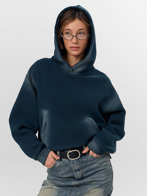 Худи женское зеленое с потертостями - Mark formelle фото 8