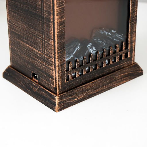 Ночник «Камин» LED от батареек 3хАА USB черный с медной патиной 12×14.5×26.5 см