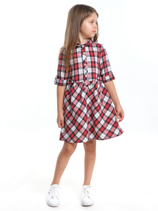 Платье для девочки нарядное детское праздничное в клетку UD 6868 красная клетка - Mini maxi фото 3