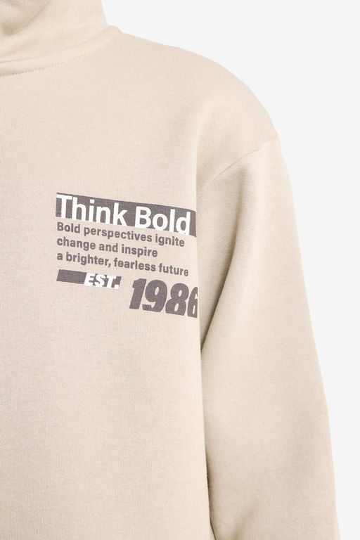 Yar_m Fermuarl_ __i Yumu_ak T_yl_ Bask_l_ Sweatshirt Erkek _ocuk - Defacto фото 5