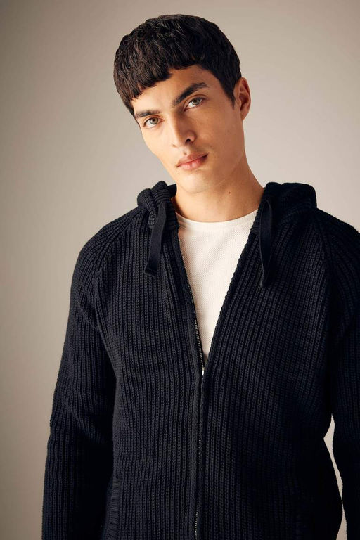 Кардиган из ткани Selanik стандартной посадки с капюшоном - Defacto фото 3