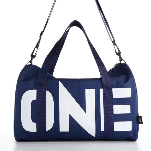 Сумка спортивная на молнии TEXTURA, с подкладкой, длинный ремень, маленький размер, с акцентным принтом, синяя