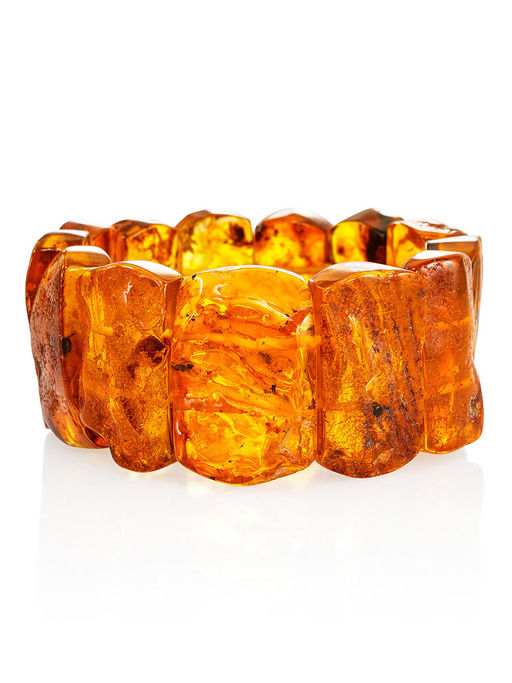 Оригинальный браслет из натурального цельного янтаря Помпеи