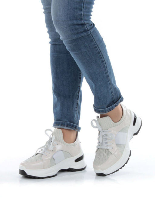 05-PDL91-2 BEIGE Кроссовки женские (натуральная кожа, текстиль) - No name фото 2