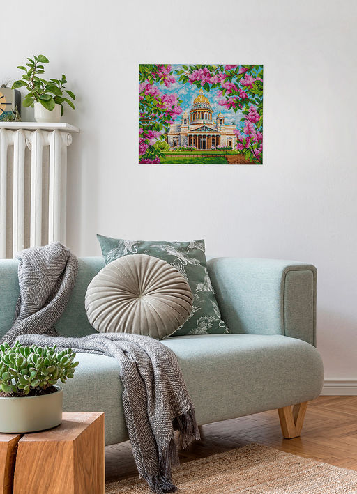 Кристальная (алмазная) мозаика ФРЕЯ ALPD-231 на подрамнике Исаакиевский собор в сирени 50 х 40 см