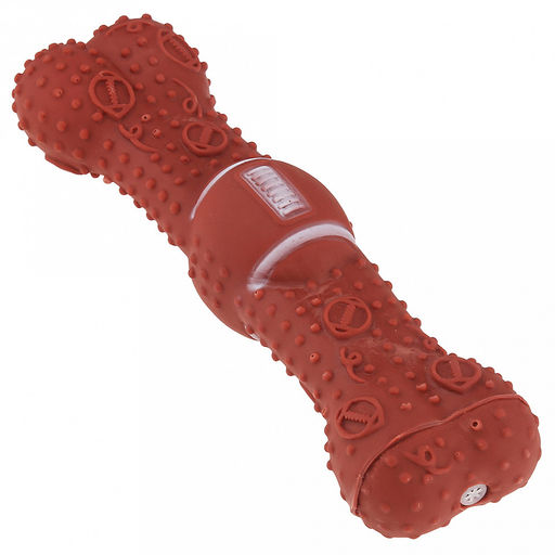 Игрушка для собаки Косточка регби 22,5х6х3см, с пищалкой, ПВХ, фактурная, цвета микс (коричневый, ярко-розовый), Пэт тойс (Pet toys) (Китай)  фото 2