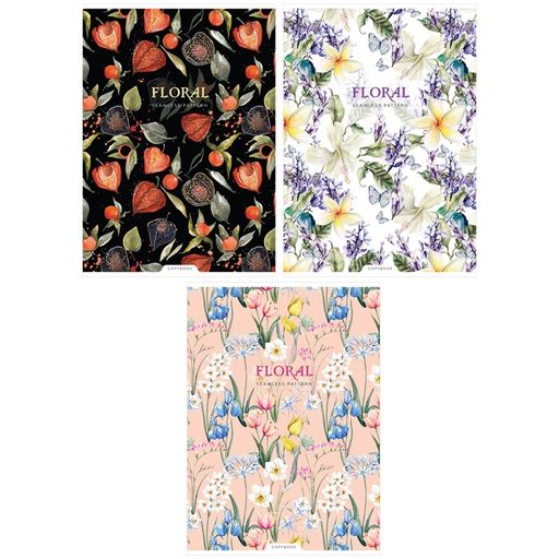 Тетрадь 96л. А4 "Цветы. Seamless pattern" клетка (Т96А4к_36608, "ArtSpace")