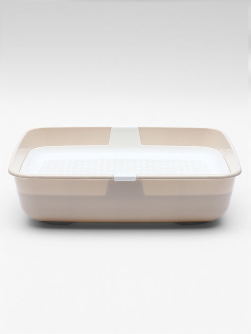 Лоток для кошек ALTA, 50×38×13.5 см, с сеткой, плвстик, белый, бежевый