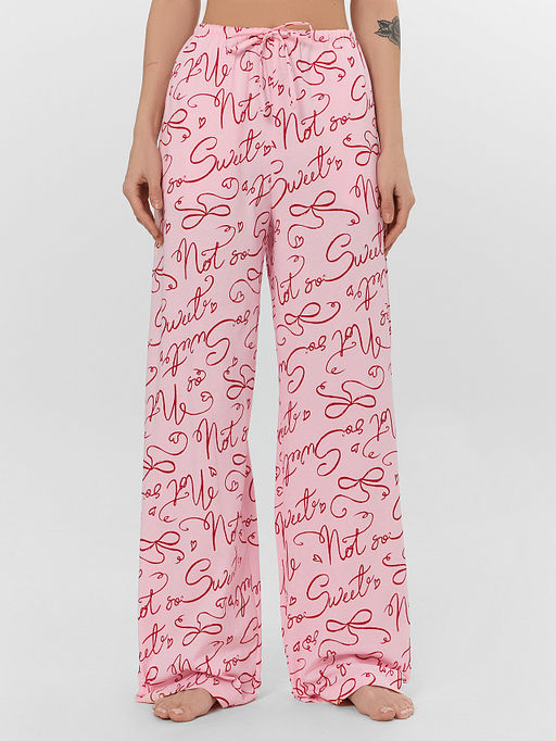 Брюки домашние женские розовые с узором