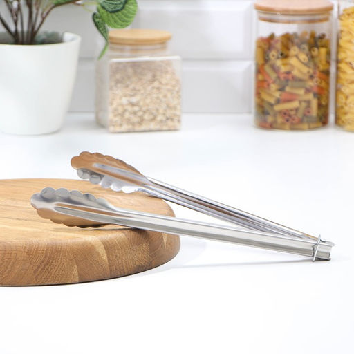 Щипцы кухонные Доляна «Лист», h=28.5 см, серебристые