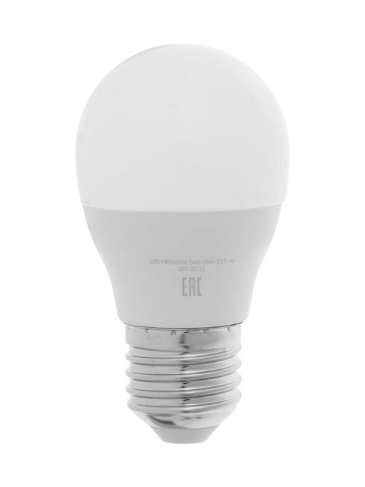 Цена за 2 шт. Лампа светодиодная Включай, G45, 10 Вт, E27, 950 Лм, 4000K, IP20, свечение нейтральное белое, матово