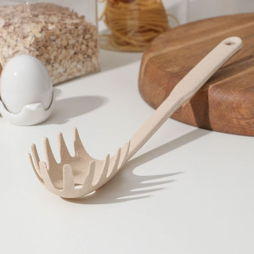 Ложка для спагетти Доляна Беж, 28 см, цвет бежевый  фото 2